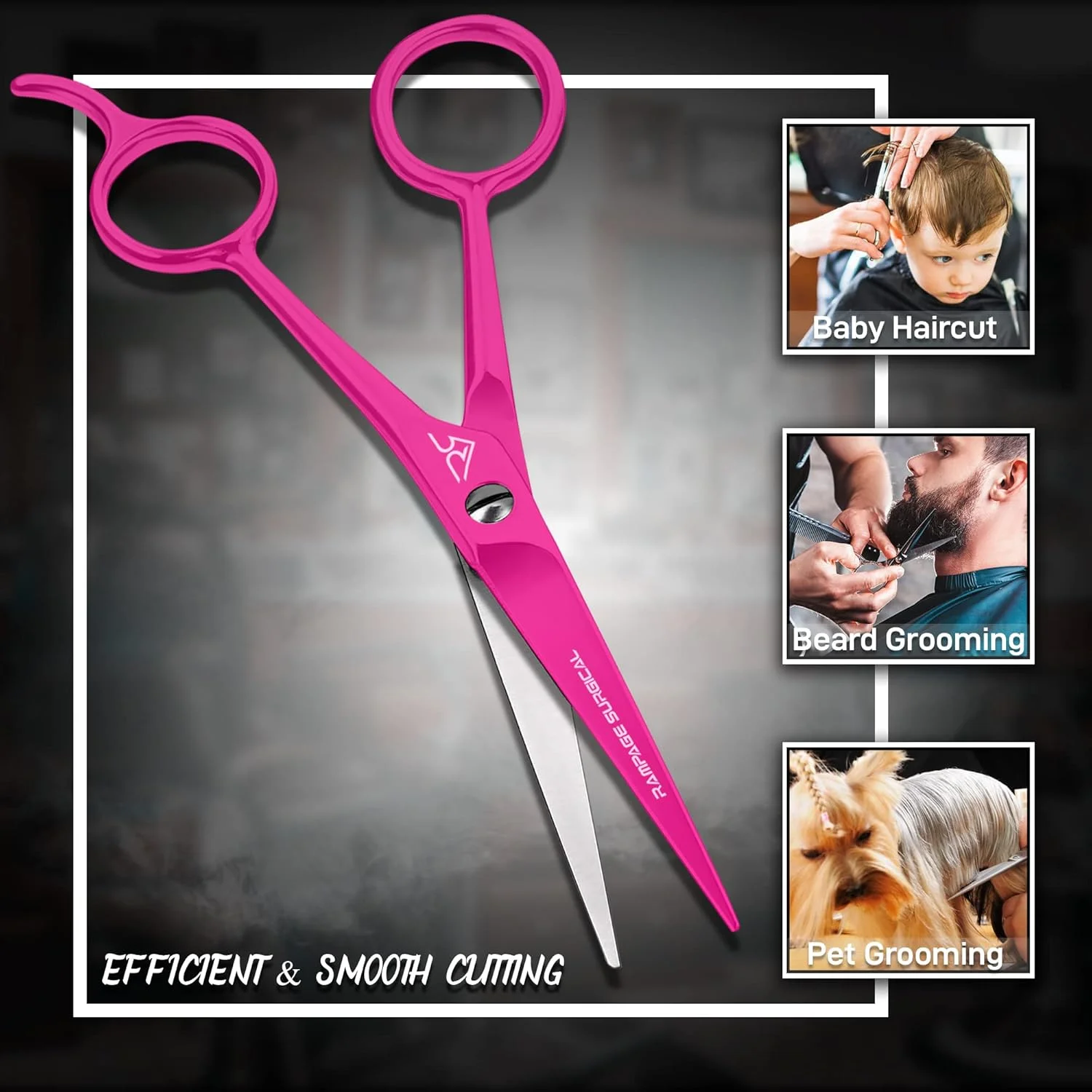 قیچی آرایشگری حرفه ای رمپیج 6.5 اینچ صورتی، ساخته شده از استیل ضد زنگ ژاپنی، مناسب برای آرایشگاه و پیرایش قیچی آرایشگری حرفه ای رمپیج 6.5 اینچ صورتی، ساخته شده از استیل ضد زنگ ژاپنی، مناسب برای آرایشگاه و پیرایش