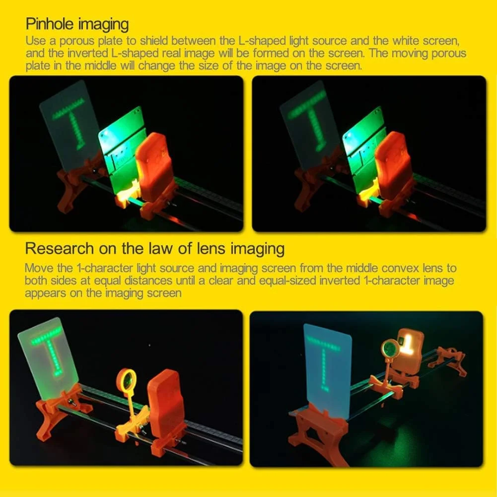 تجهیزات آزمایشگاهی DOKGRYD 2 در 1، نیمکت نوری، وسایل کمک آموزشی فیزیک و مکانیک با منبع نور F، تجهیزات آموزشی با 65 نوع لوازم جانبی با جعبه نگهداری