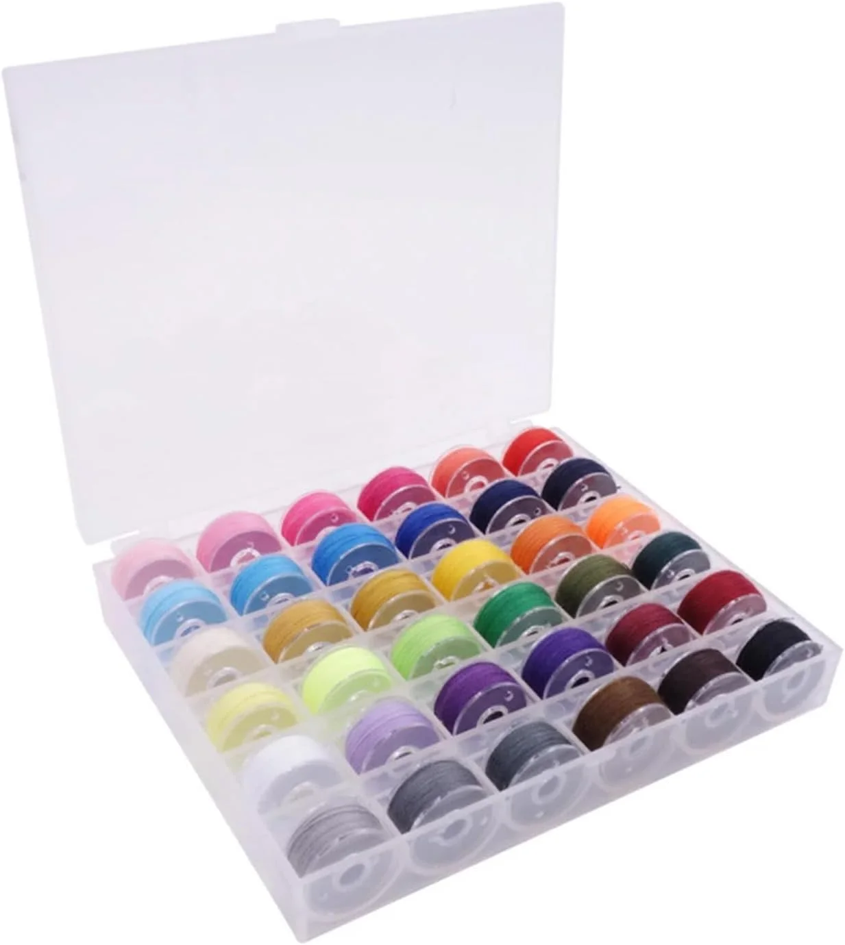 ست 36 عددی نخ چرخ خیاطی، ماسوره های چرخ خیاطی، قرقره نخ، مجموعه لوازم جانبی سوزن ماسوره پلاستیکی، قرقره های گلدوزی، سوزن نخ کن، نخ های رنگی دستی اتوماتیک، برای مبتدیان نخ کشی