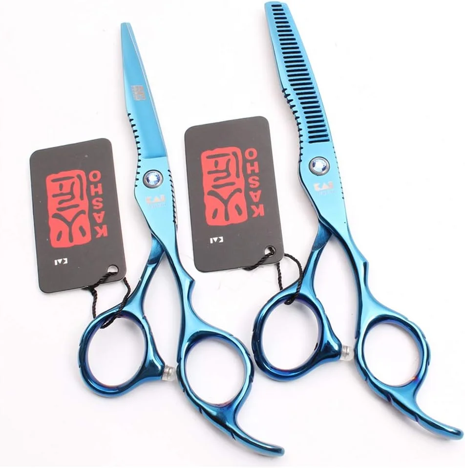 ست قیچی آرایشگری حرفه ای 6.0 اینچی آبی رنگ، مناسب برای آرایشگران راست دست، قیچی پیرایش مو، ابزار سالن آرایشگری، قیچی استیل ضد زنگ ست قیچی آرایشگری حرفه ای 6.0 اینچی آبی رنگ، مناسب برای آرایشگران راست دست، قیچی پیرایش مو، ابزار سالن آرایشگری، قیچی استیل ضد زنگ