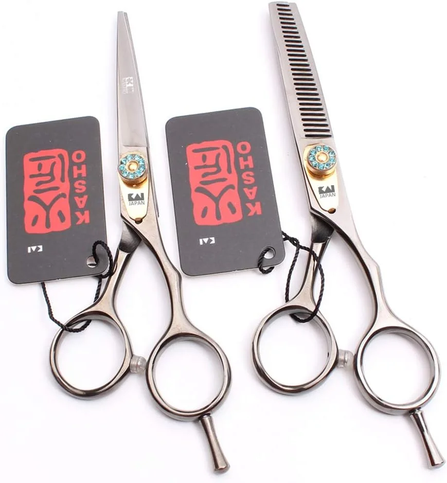 ست قیچی آرایشگری حرفه ای مشکی راست دست 5.5/6.0 اینچی، قیچی آرایشگری، قیچی اصلاح مو، ابزار سالن پیرایش مو، قیچی استیل ضد زنگ ست قیچی آرایشگری حرفه ای مشکی راست دست 5.5/6.0 اینچی، قیچی آرایشگری، قیچی اصلاح مو، ابزار سالن پیرایش مو، قیچی استیل ضد زنگ