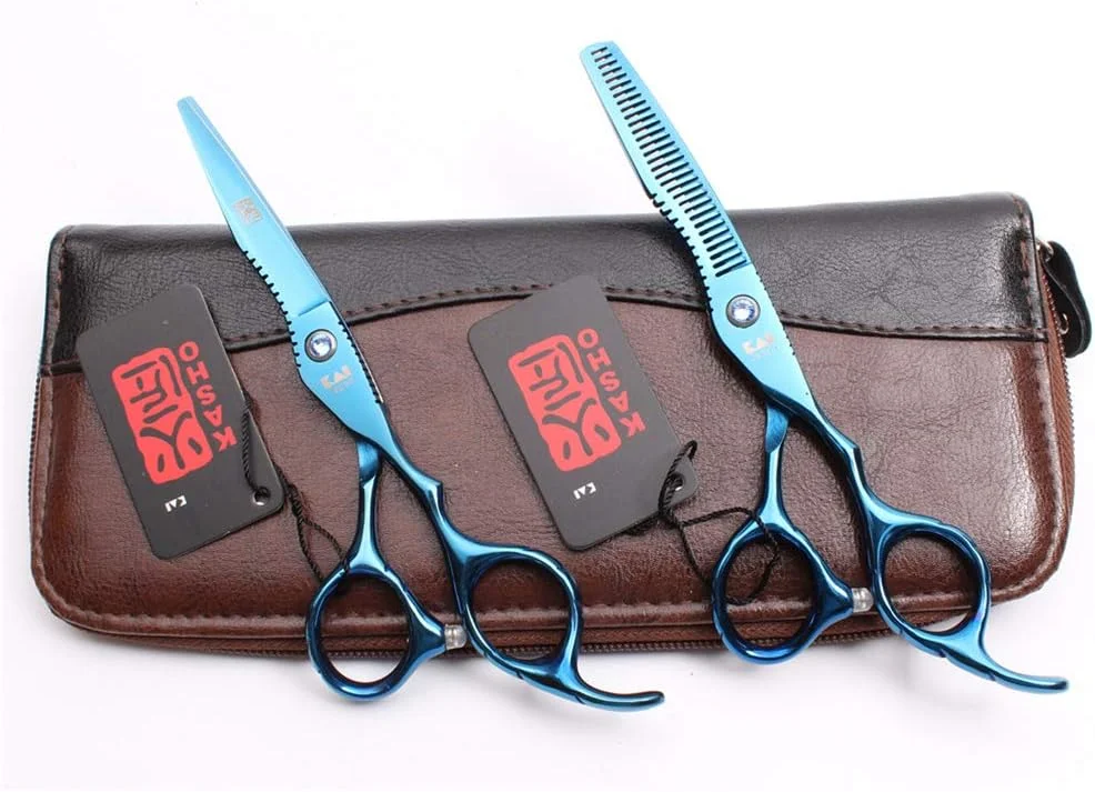 ست قیچی آرایشگری حرفه ای 6.0 اینچی آبی رنگ، مناسب برای آرایشگران راست دست، قیچی پیرایش مو، ابزار سالن آرایشگری، قیچی استیل ضد زنگ ست قیچی آرایشگری حرفه ای 6.0 اینچی آبی رنگ، مناسب برای آرایشگران راست دست، قیچی پیرایش مو، ابزار سالن آرایشگری، قیچی استیل ضد زنگ