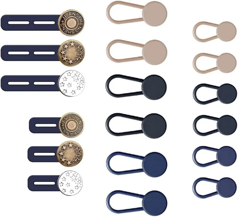 بسته 18 عددی افزایش دهنده دکمه ابیو برای شلوار، افزایش دهنده کمر الاستیک، دکمه باز کننده شلوار، دکمه الاستیک افزایش دهنده کمر، برای شلوار جین، شلوارهای بلند