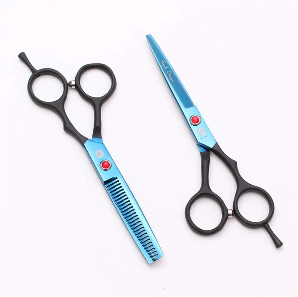 Blue Professional Hairstylist 5.5 Inch Barber Scissors Set Hairdressing Cutting Thinning Shears High-End Non-Slip Handle 6CR Steel Sharp Hairdressers Home Salon Kit with Leather Case,Wooden gift box Blue Professional Hairstylist 5.5 Inch Barber Scissors Set Hairdressing Cutting Thinning Shears High-End Non-Slip Handle 6CR Steel Sharp Hairdressers Home Salon Kit with Leather Case,Wooden gift box