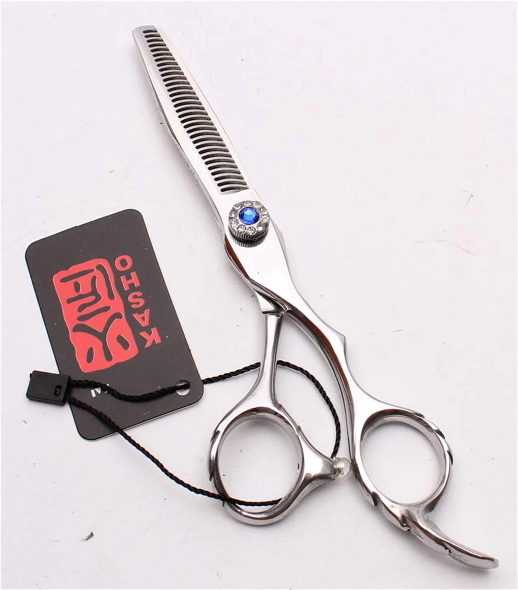 ست قیچی آرایشگری حرفه ای نقره ای 6.0 اینچی، قیچی های بافت دهنده و نازک کننده مو با کیفیت بالا، فولاد 440C، مناسب برای آرایشگران راست دست، لوازم آرایشگاه خانگی (پیچ آبی) ست قیچی آرایشگری حرفه ای نقره ای 6.0 اینچی، قیچی های بافت دهنده و نازک کننده مو با کیفیت بالا، فولاد 440C، مناسب برای آرایشگران راست دست، لوازم آرایشگاه خانگی (پیچ آبی)