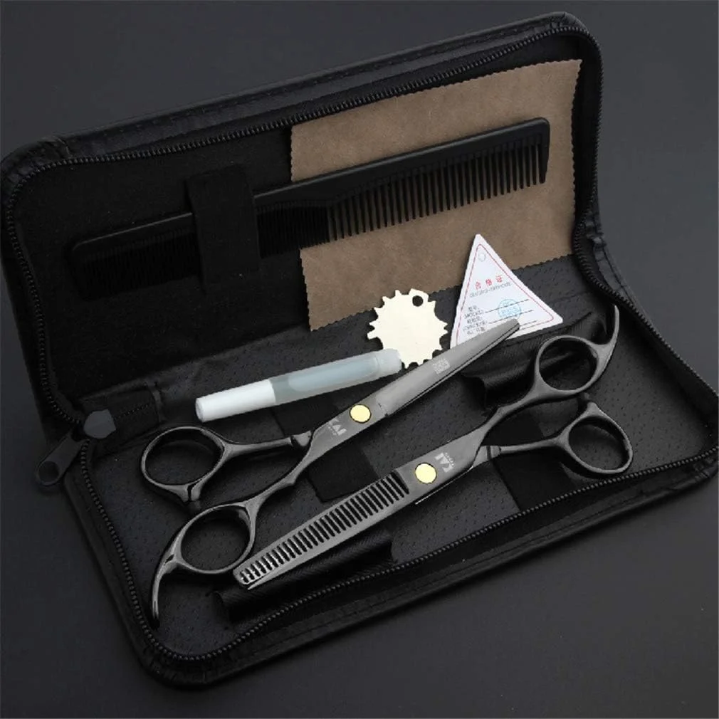 ست قیچی آرایشگری حرفه ای 6.0 اینچی 9CR، قیچی آرایشگری، قیچی پیتاژ، ابزار پیرایش مو، استیل ضد زنگ، لوازم آرایشگری خانگی