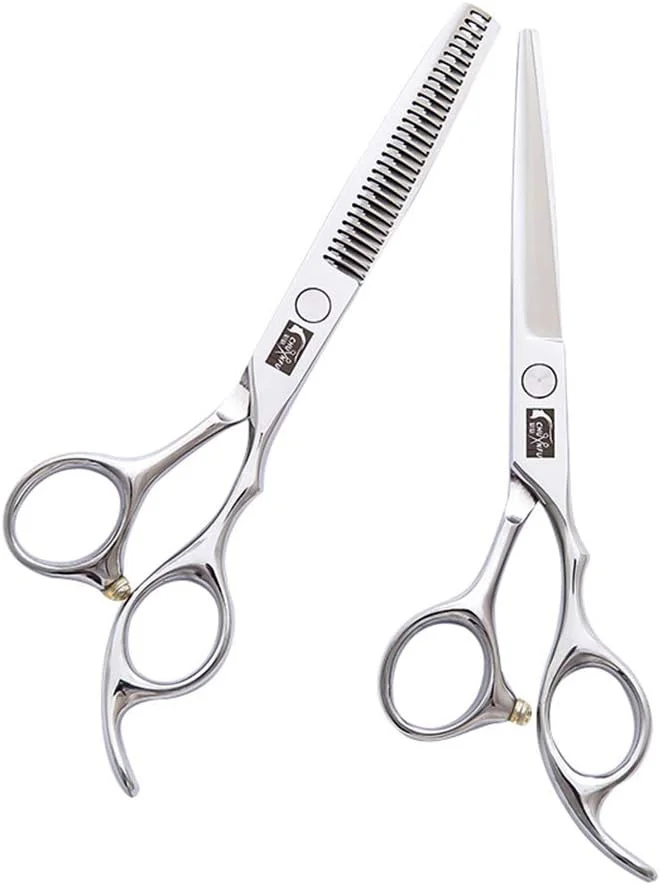 ست قیچی آرایشگری حرفه ای 6.0 اینچی، قیچی سلمانی، قیچی پیتاژ، لوازم آرایشگری، برش مو از جنس استیل ضد زنگ، ابزار آرایشگاه و منزل، 5.5 اینچ