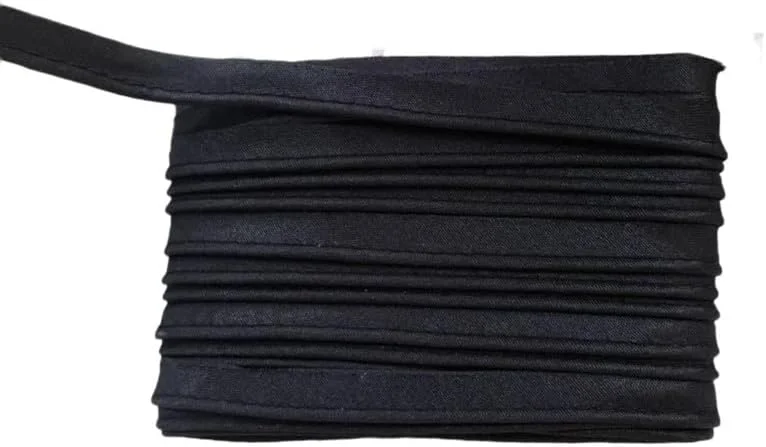 نوار مغزی پلی استر مشکی 18 متری در عرض 1.2 سانتی متر مناسب لبه دوزی