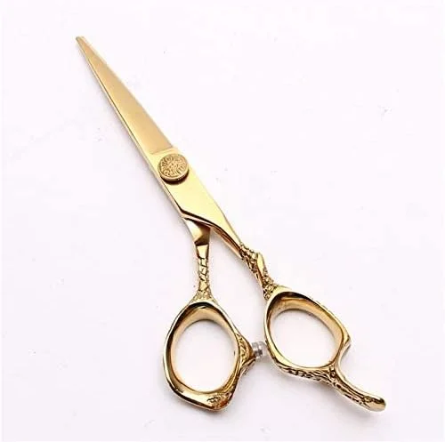 LOCZEK Hair Cutting Scissors Haircut,5.5In 16cm 440C Gold Professional Barber Cutting Shears Thinning Beauty Tools Hair Set of Tool Barber,Barber Scissors (C9001 Jin C 5.5n)