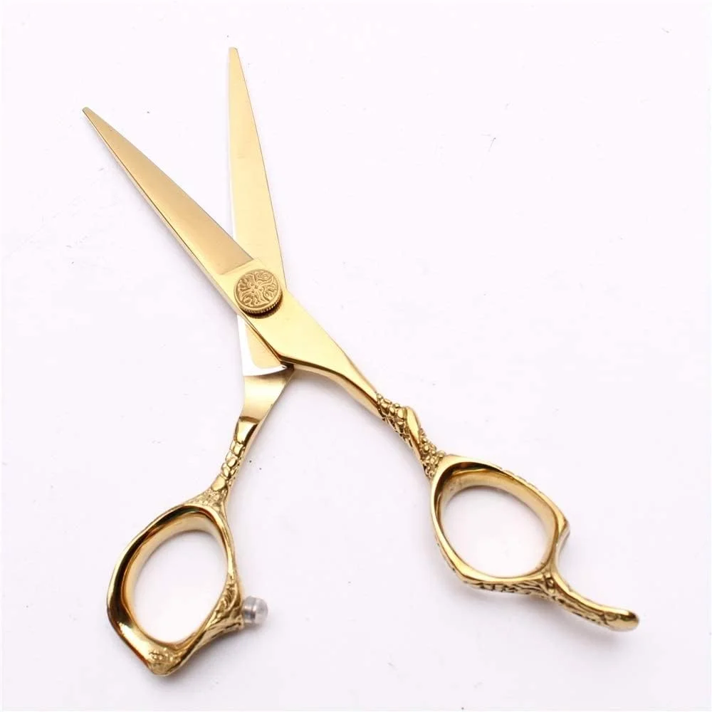LOCZEK Hair Cutting Scissors Haircut,5.5In 16cm 440C Gold Professional Barber Cutting Shears Thinning Beauty Tools Hair Set of Tool Barber,Barber Scissors (C9001 Jin C 5.5n)