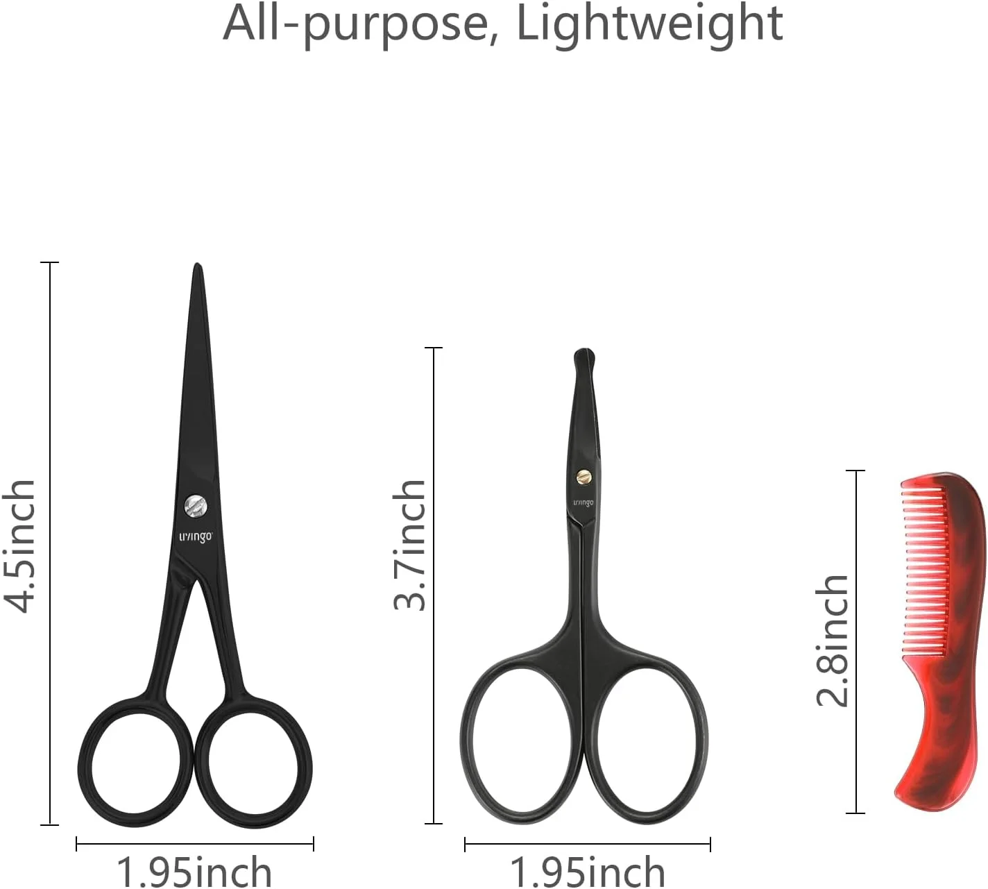 قیچی حرفه ای 4.5 اینچی ریش و سبیل LIVINGO، استیل ضد زنگ تیز کوچک 3.75 اینچی با نوک گرد ایمن، قیچی آرایشی ابرو و موی بینی صورت برای مردان، به همراه شانه کوچک و کیف چرمی قیچی حرفه ای 4.5 اینچی ریش و سبیل LIVINGO، استیل ضد زنگ تیز کوچک 3.75 اینچی با نوک گرد ایمن، قیچی آرایشی ابرو و موی بینی صورت برای مردان، به همراه شانه کوچک و کیف چرمی