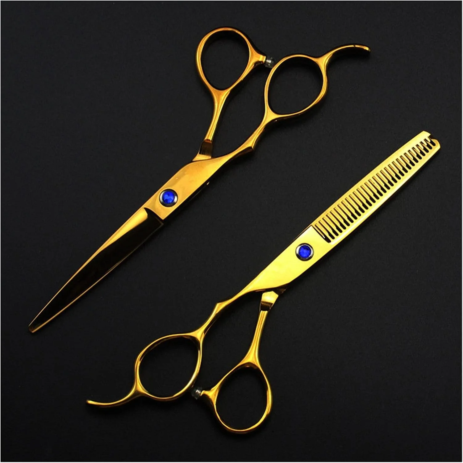 قیچی طلایی 6 اینچی مخصوص دست چپ، قیچی پیتاژ مو، قیچی آرایشگری، قیچی دندانپزشکی، قیچی کوتاهی مو (برش 6 اینچی)