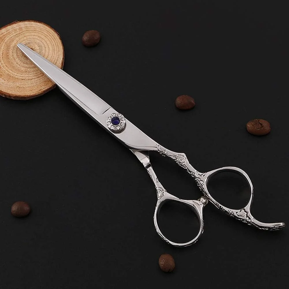 قیچی آرایشگری سالن مو نقره ای، قیچی آرایشگری فولاد 440C، قیچی دندانه دار و صاف، مدل S، ست 6 اینچی قیچی آرایشگری سالن مو نقره ای، قیچی آرایشگری فولاد 440C، قیچی دندانه دار و صاف، مدل S، ست 6 اینچی