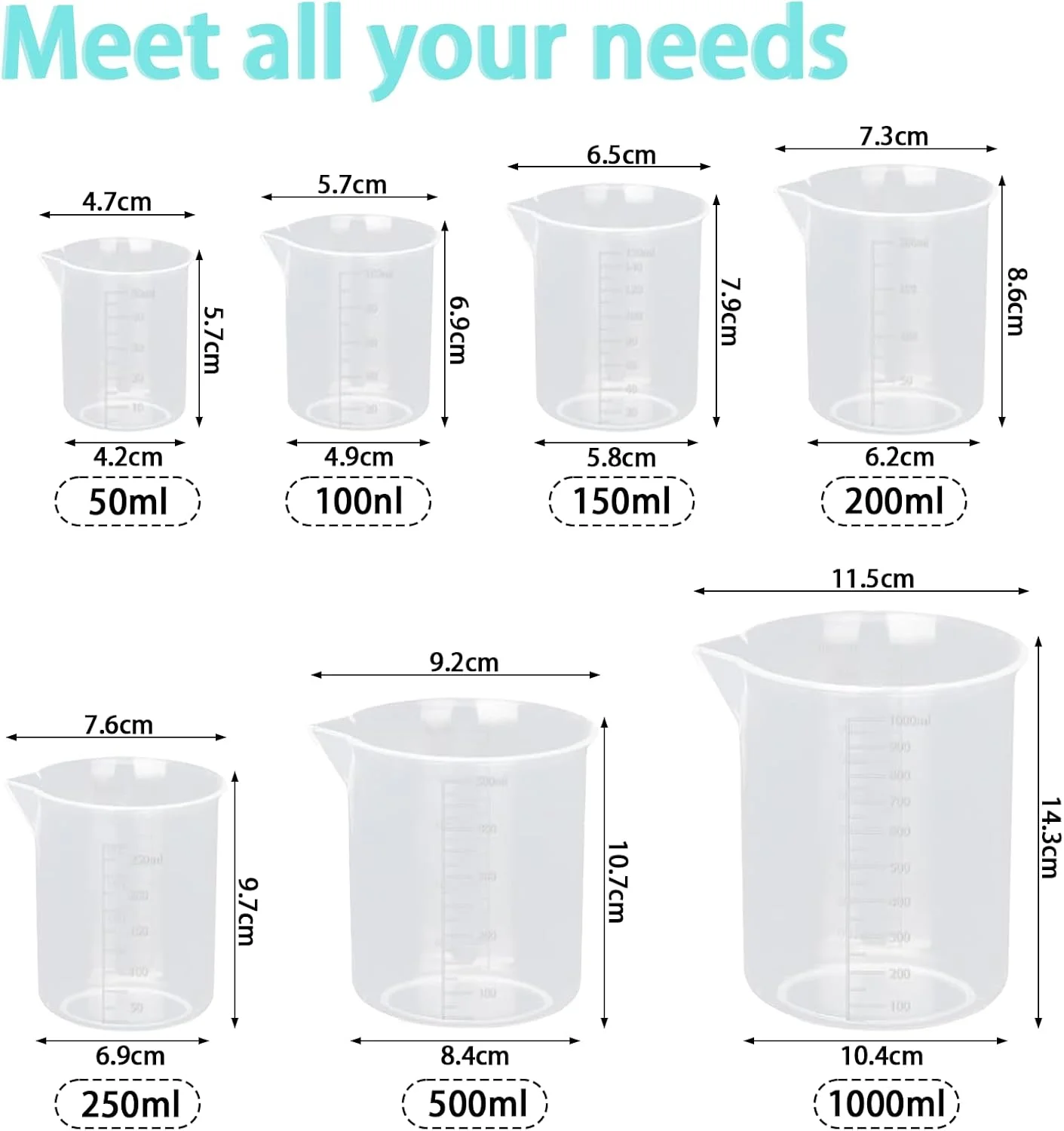 ست 28 تکه پارچ و فنجان اندازه گیری با بشر، استوانه، قاشق، قطره چکان و برس - کیت آزمایشگاهی علمی مقاوم در برابر حرارت برای آزمایش های پخت، ابزار سفالی و استفاده آزمایشگاهی