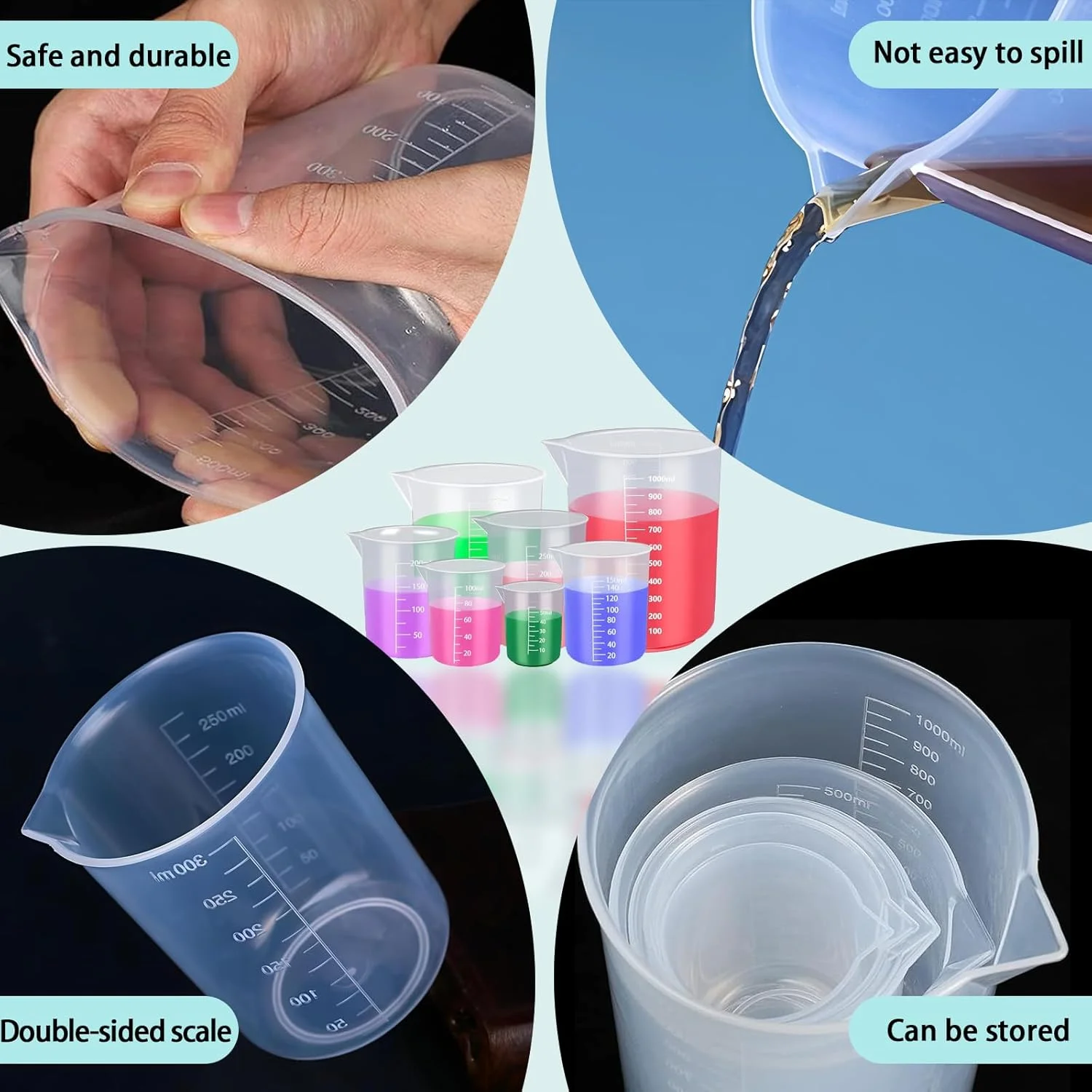 ست 28 تکه پارچ و فنجان اندازه گیری با بشر، استوانه، قاشق، قطره چکان و برس - کیت آزمایشگاهی علمی مقاوم در برابر حرارت برای آزمایش های پخت، ابزار سفالی و استفاده آزمایشگاهی