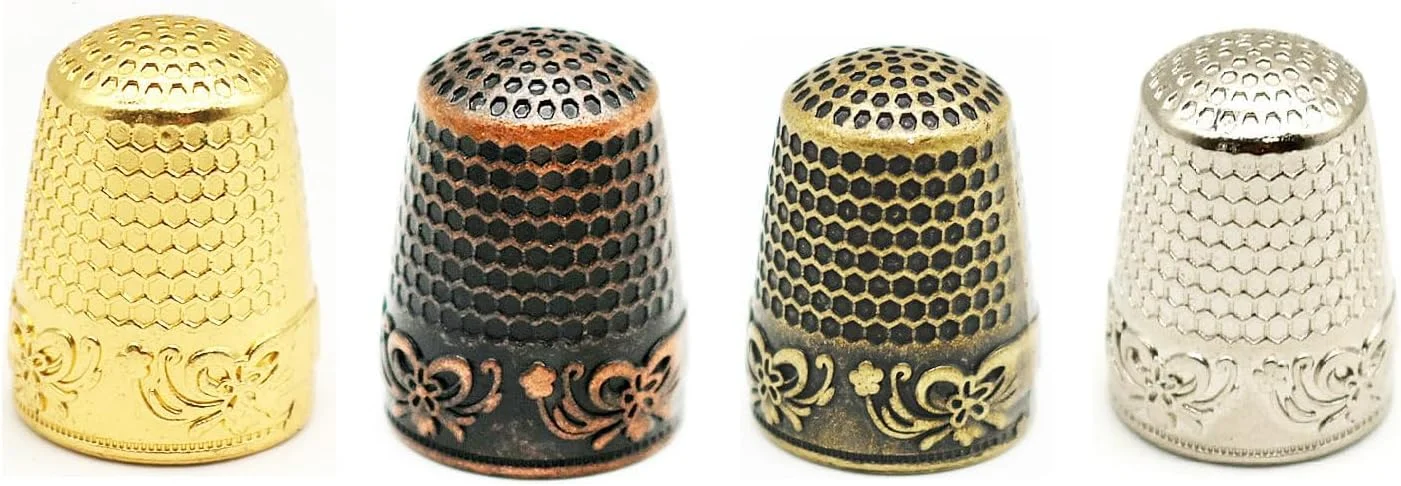 انگشتانه خیاطی سنتی Art&Beauty، بسته 4 عددی، انگشتانه فلزی برای خیاطی و لحاف دوزی، محافظ انگشت کاردستی DIY