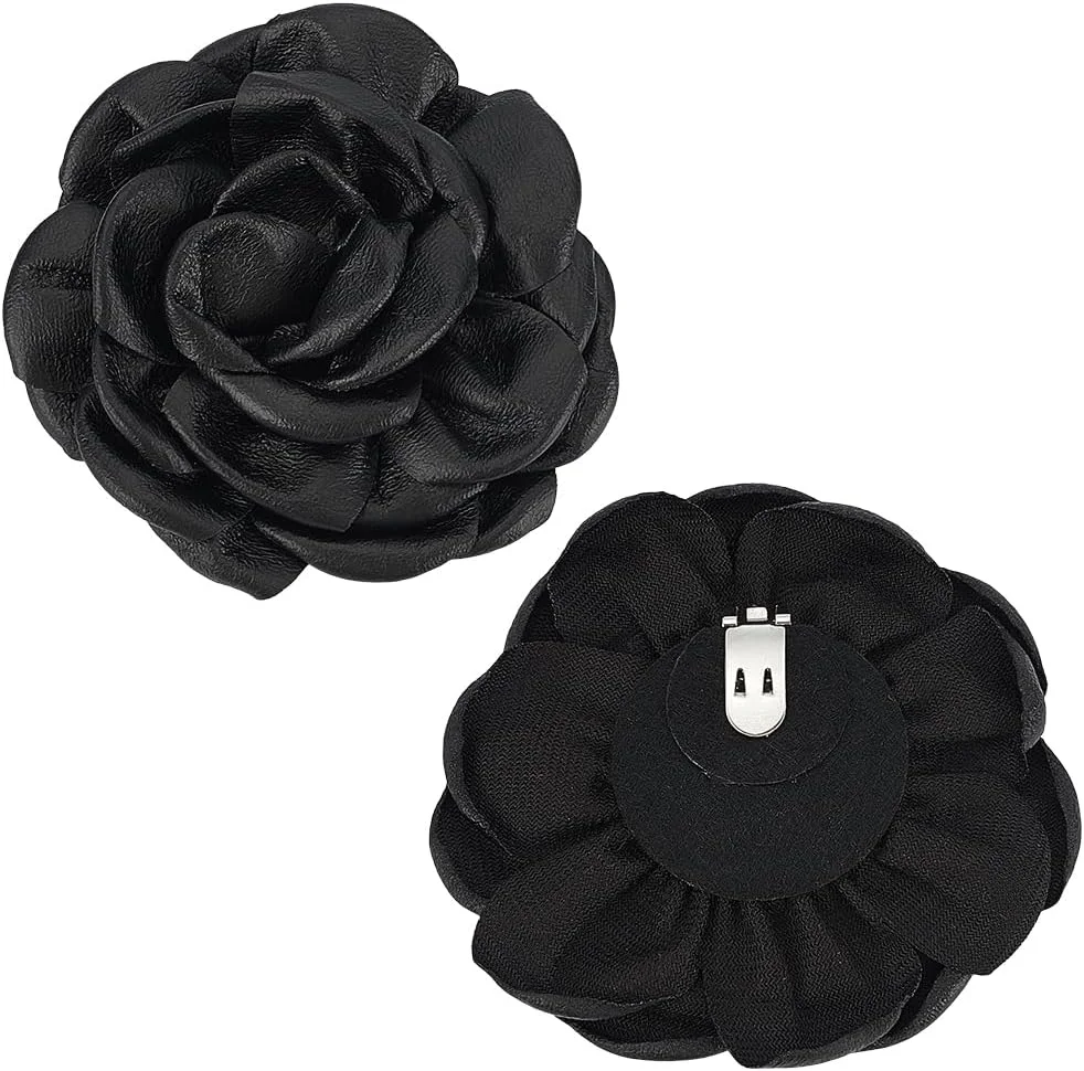 arricraft 2 عدد گیره کفش گل رز چرمی مشکی، گیره سگک کفش جداشدنی گل زیبا، تزئین جذاب برای مهمانی عروسی و اکسسوری کفش پاشنه بلند