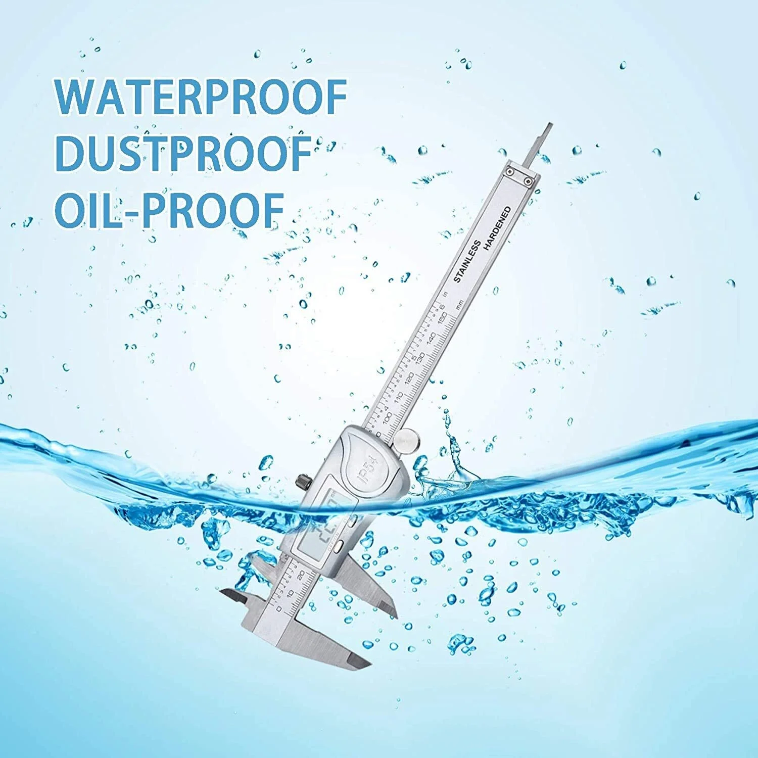 کولیس ورنیه دیجیتال نقره ای - 150 میلی متر / 6 اینچ IPX54 ضد آب فولاد ضد زنگ اسلاید ابزار اندازه گیری حرفه ای با دقت بالا با صفحه نمایش ال سی دی کولیس ورنیه Ca کولیس ورنیه دیجیتال نقره ای - 150 میلی متر / 6 اینچ IPX54 ضد آب فولاد ضد زنگ اسلاید ابزار اندازه گیری حرفه ای با دقت بالا با صفحه نمایش ال سی دی کولیس ورنیه Ca