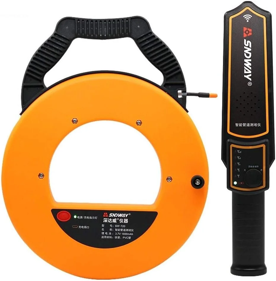 INWWUH Handheld Tester 40m Pipe Scanner Thickness Gauge Pipeline Blockage Blocking Clogging Finder Plumbers Width Measure Instrument Measuring tools