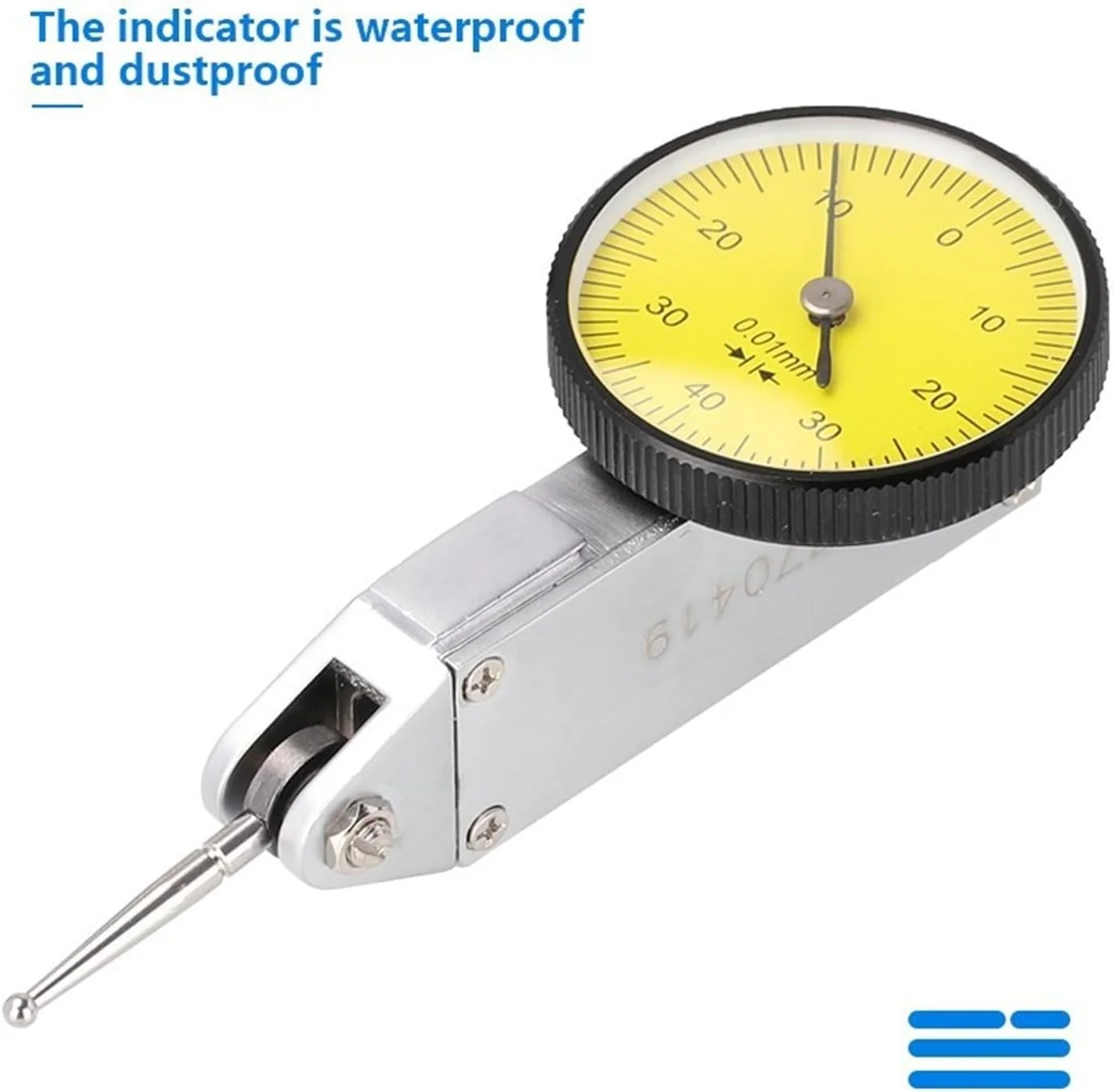 اندیکاتور عقربه ای، اندیکاتور اهرمی 0-0.8 میلی متر ضد ضربه، دقت 0.01 میلی متر، ابزار اندازه گیری دقیق برای سه بعدی، تنظیمات آزمایشگاهی