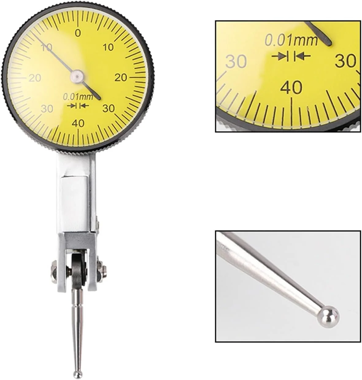 گیج عقربه ای، گیج عقربه ای 0-0.8 میلی متر اهرمی، پایه مغناطیسی، ابزار اندازه گیری، گیج عقربه ای 0.01 میلی متر برای تنظیمات سه بعدی و آزمایشگاهی