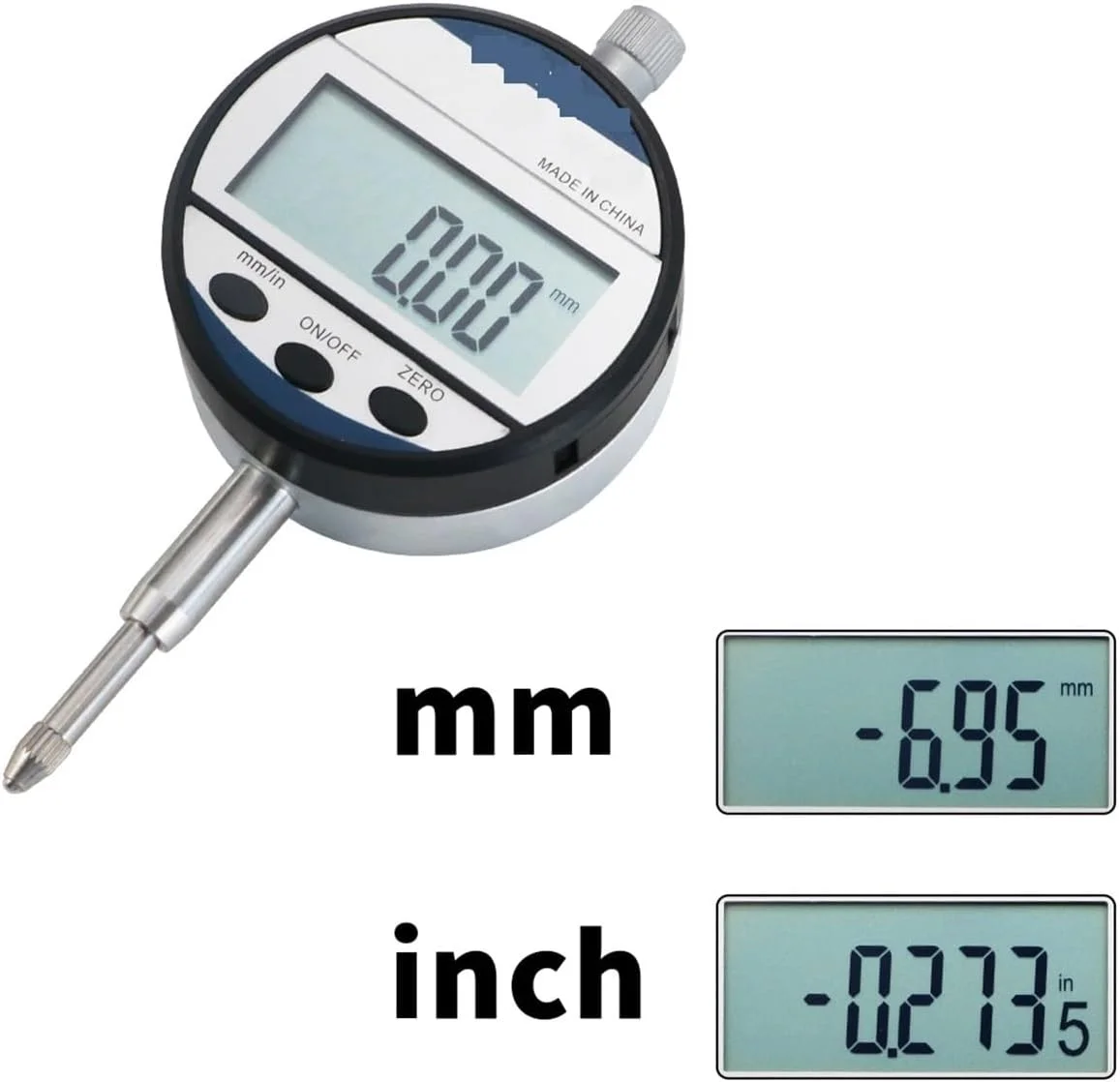 گیج نشانگر عقربه ای، نشانگر دیجیتال الکترونیکی متریک/اینچی محدوده 0-12.7 میلی متر / 0.5 اینچ به همراه جعبه ابزار اندازه گیری برای تنظیمات سه بعدی و آزمایشگاهی (0-12.7 میلی متر)