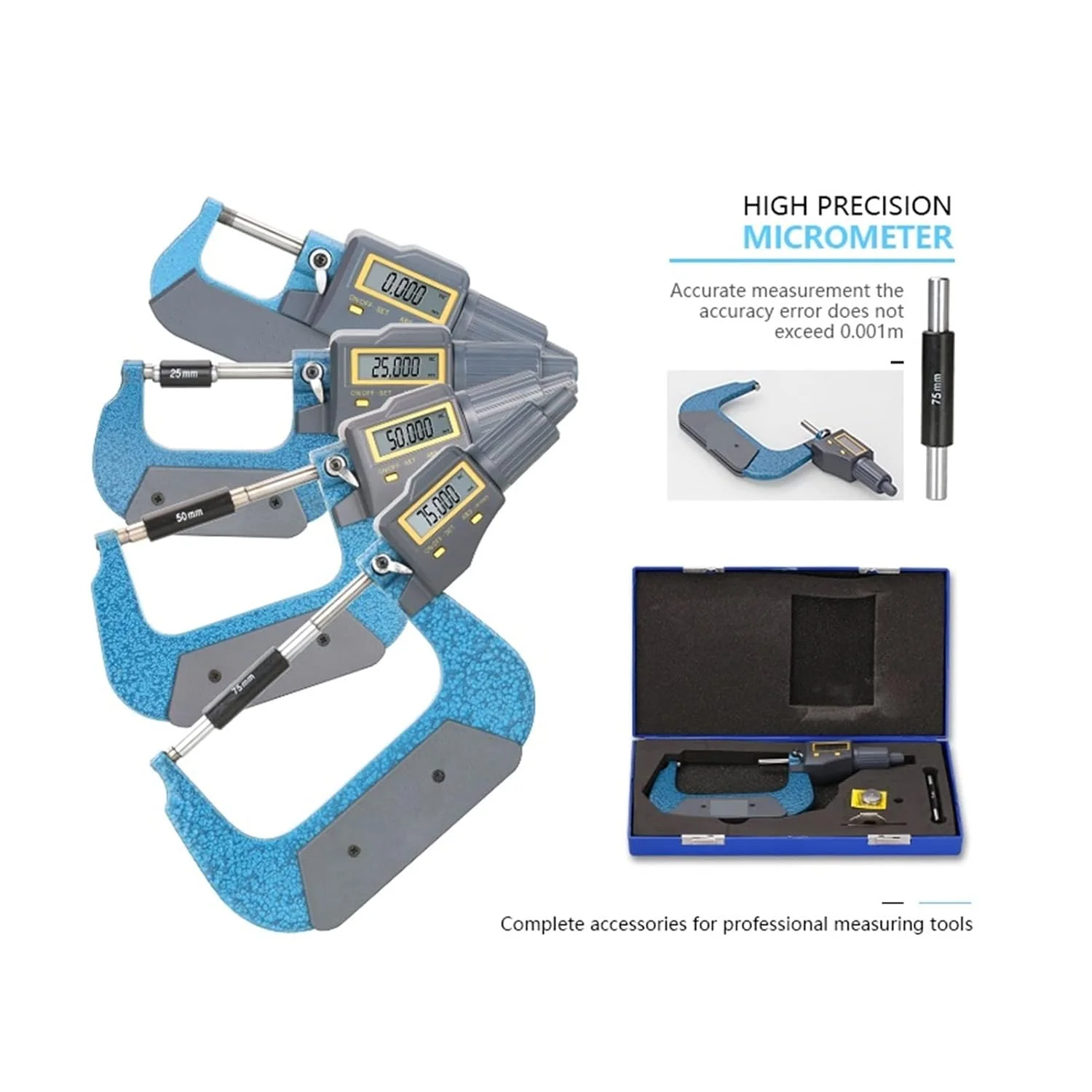 CENAP Caliper Electronic Outside Micrometer 0-25mm 25-50mm 50-75mm 75-100mm 0.001mm Measuring Instruments Tool Digital Caliper (Color : 0-25mm, Size : S) CENAP Caliper Electronic Outside Micrometer 0-25mm 25-50mm 50-75mm 75-100mm 0.001mm Measuring Instruments Tool Digital Caliper (Color : 0-25mm, Size : S)