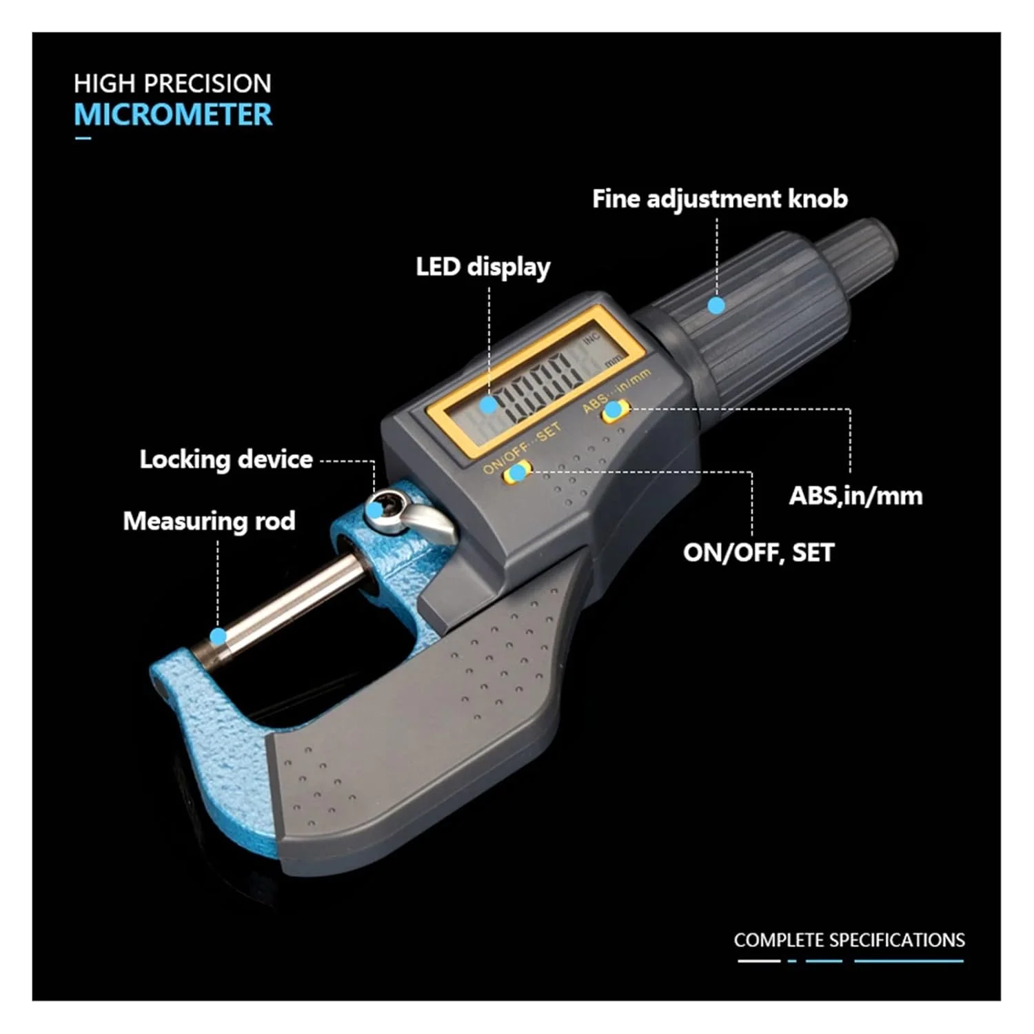 CENAP Caliper Electronic Outside Micrometer 0-25mm 25-50mm 50-75mm 75-100mm 0.001mm Measuring Instruments Tool Digital Caliper (Color : 0-25mm, Size : S) CENAP Caliper Electronic Outside Micrometer 0-25mm 25-50mm 50-75mm 75-100mm 0.001mm Measuring Instruments Tool Digital Caliper (Color : 0-25mm, Size : S)