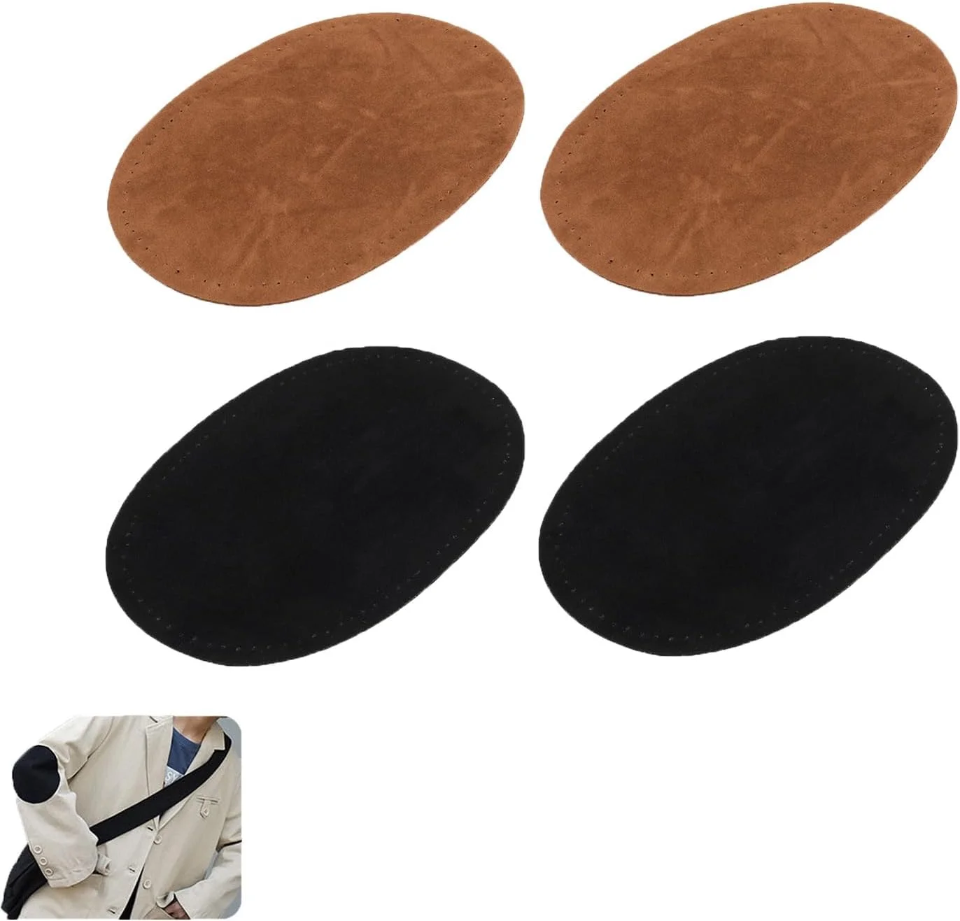 ArrErr 2 جفت وصله آرنجی، پد زانو، پارچه جیر، وصله بیضی شکل آرنجی، روکش محافظ اپلیکه خیاطی برای ژاکت، بلوز، سویشرت، شلوار جین، شلوار، تی شرت، لباس ورزشی