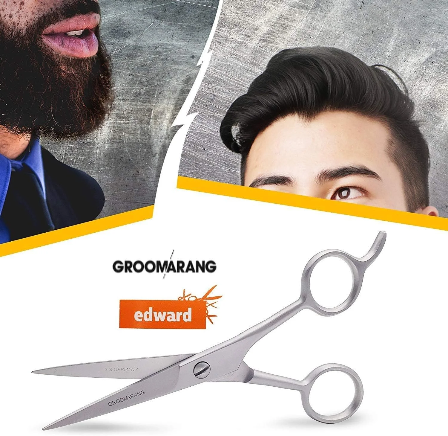 قیچی آرایشگری Groomarang مدل Edward - قیچی حرفه ای برای اصلاح مو و ریش، پیرایش و آراستگی - ساخته شده از فولاد ضد زنگ آلمانی قیچی آرایشگری Groomarang مدل Edward - قیچی حرفه ای برای اصلاح مو و ریش، پیرایش و آراستگی - ساخته شده از فولاد ضد زنگ آلمانی