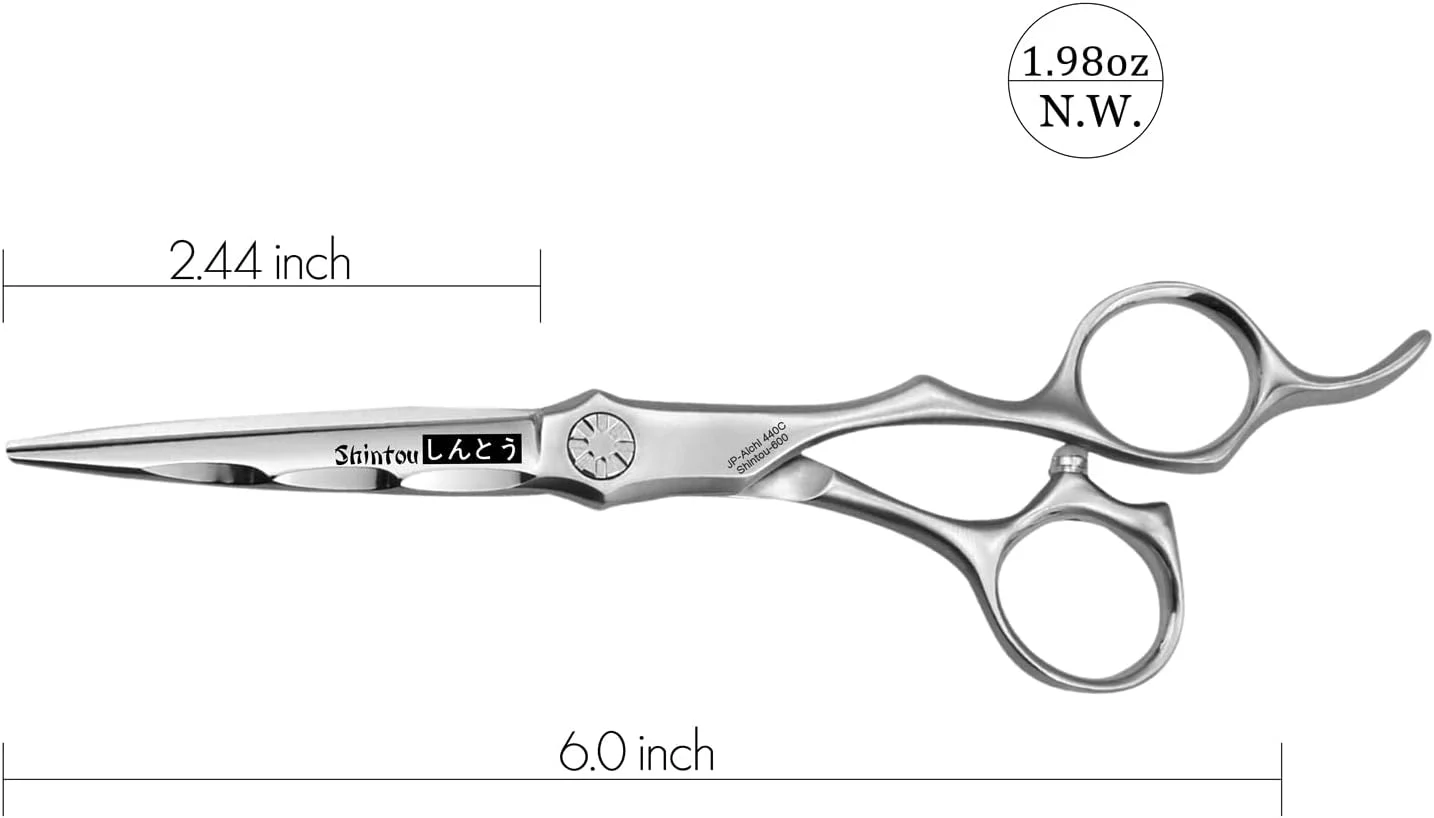 قیچی آرایشگری حرفه ای گالینی، مناسب برای موهای خشک و خیس، قیچی آرایشگری فولاد ضد زنگ ژاپنی Aichi SUS440C، مناسب برای سالن، 6 اینچ، مدل Shintou