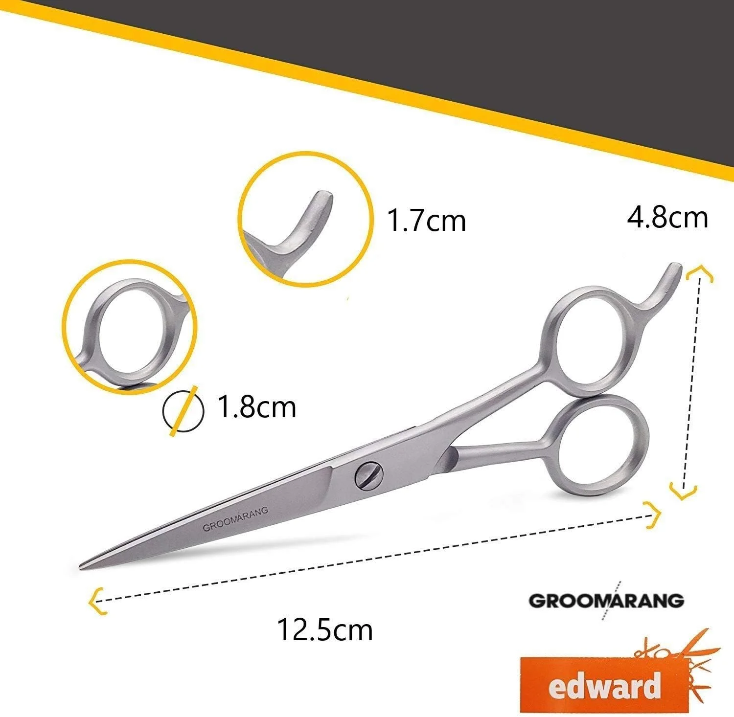 قیچی آرایشگری Groomarang مدل Edward - قیچی حرفه ای برای اصلاح مو و ریش، پیرایش و آراستگی - ساخته شده از فولاد ضد زنگ آلمانی قیچی آرایشگری Groomarang مدل Edward - قیچی حرفه ای برای اصلاح مو و ریش، پیرایش و آراستگی - ساخته شده از فولاد ضد زنگ آلمانی