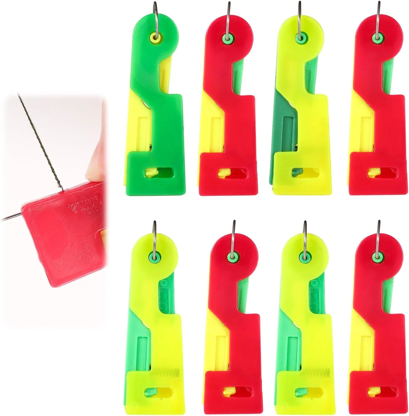 8 عدد سوزن نخ کن اتوماتیک، سوزن نخ کن چرخ خیاطی رنگ تصادفی، سوزن نخ کن گلدوزی، ابزار نخ کشی سوزن برای خیاطی دستی، گلدوزی DIY، کوک متقاطع