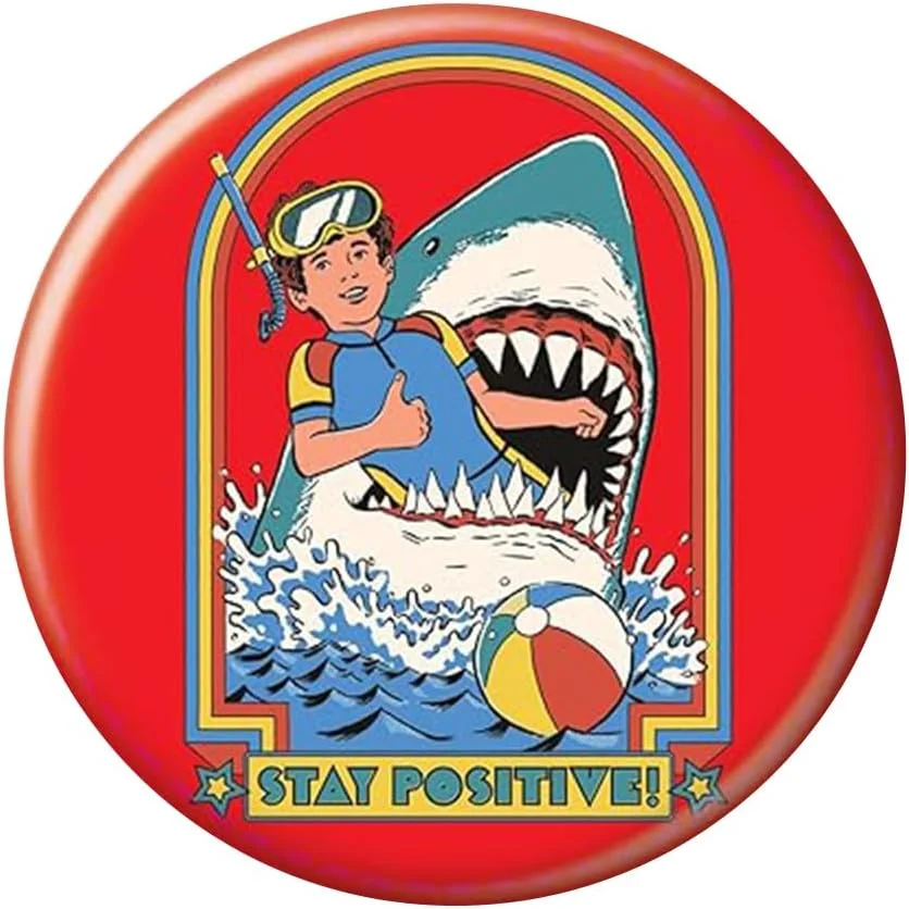 دکمه سنجاقی 3 اینچی Ata-Boy Steven Rhodes با طرح «مثبت بمانید»