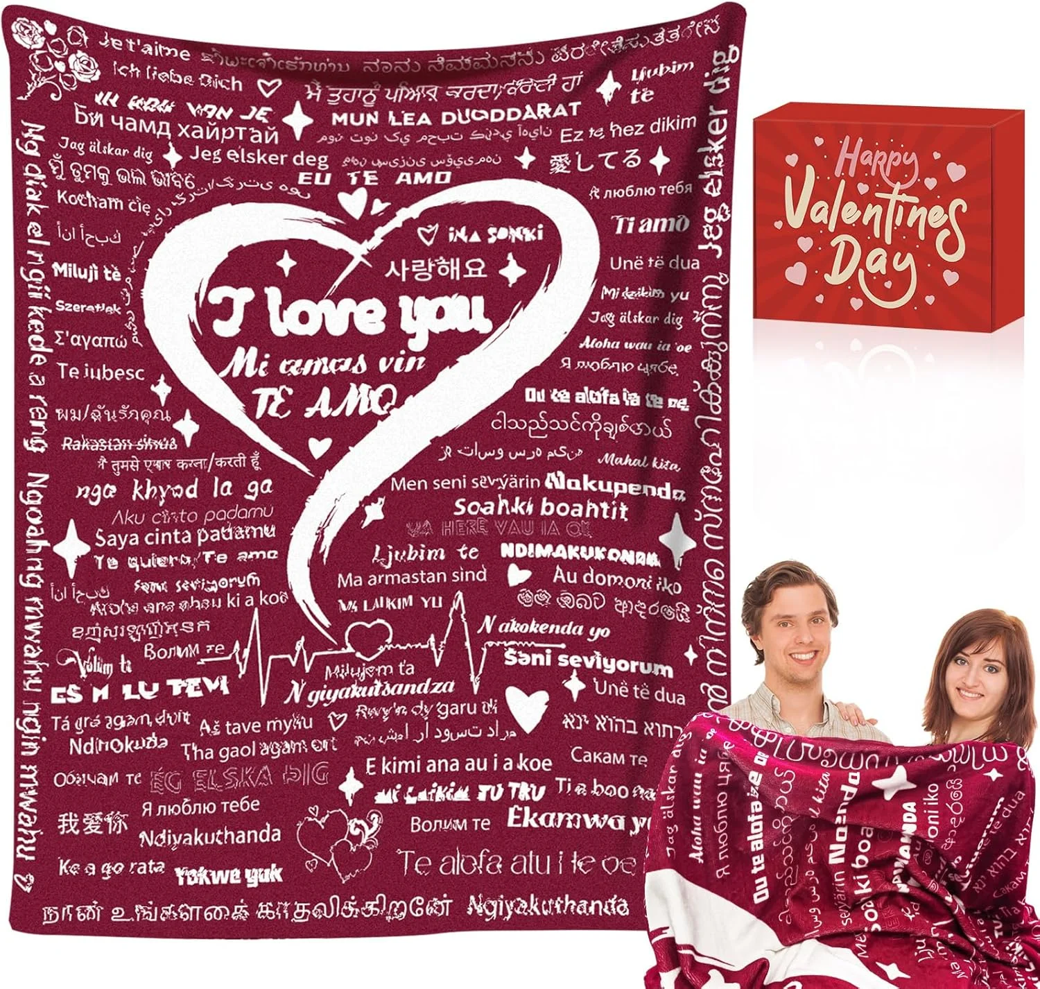 هدیه روز ولنتاین بدون کنجد برای او، هدیه پتو روز ولنتاین، پتوی رمانتیک دوستت دارم، دکور روز ولنتاین، ولنتاین برای دوست دخترش (140 * 160 سانتی متر)