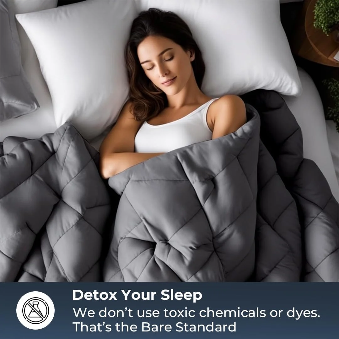 پتوی سنگین سایز کوئین - 7 کیلوگرم، لحاف میکروفایبر تنفسی با مهره های شیشه ای، 122x183 سانتی متر - پتوی سنگین نرم برای فشار آرامش بخش و خواب آرام - خاکستری