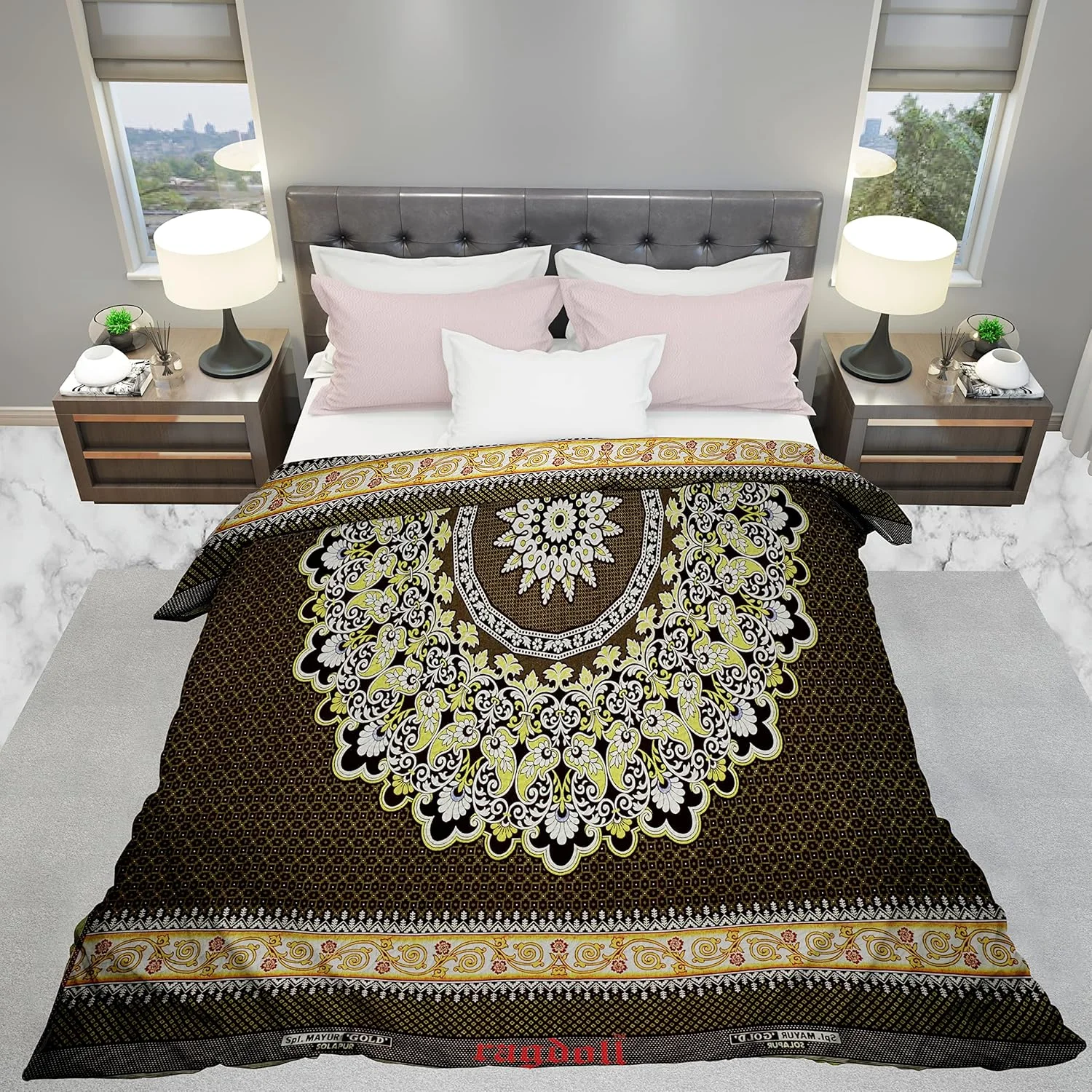 رگدال™ چادر سولاپور نخی سایز کینگ مناسب تخت خواب، 350 تراکم، رنگ قهوه ای، بسته 1 عددی (سایز 228 در 274 سانتی متر)