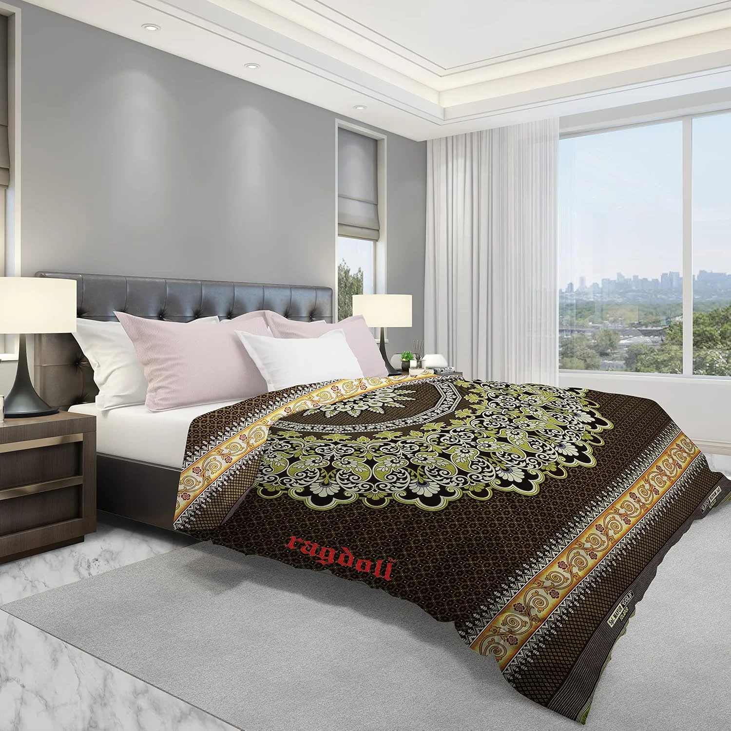 رگدال™ چادر سولاپور نخی سایز کینگ مناسب تخت خواب، 350 تراکم، رنگ قهوه ای، بسته 1 عددی (سایز 228 در 274 سانتی متر)