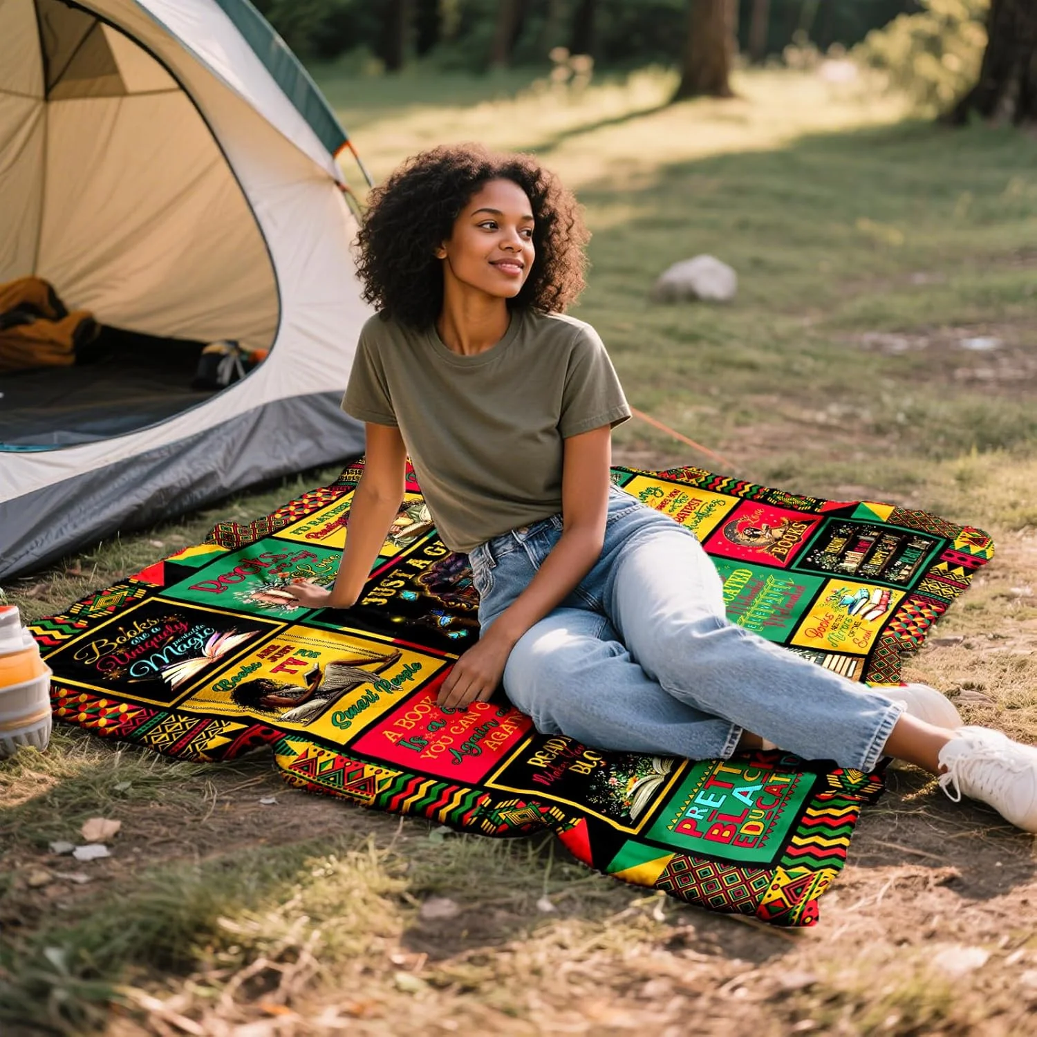 هدیه PZLSIEU برای دوستداران کتاب آفریقایی-آمریکایی، پتو با طرح دختر آفریقایی-آمریکایی در حال مطالعه، هدیه ای برای باشگاه کتابخوانی، مناسبت های تولد و کریسمس، سایز 60"x50"