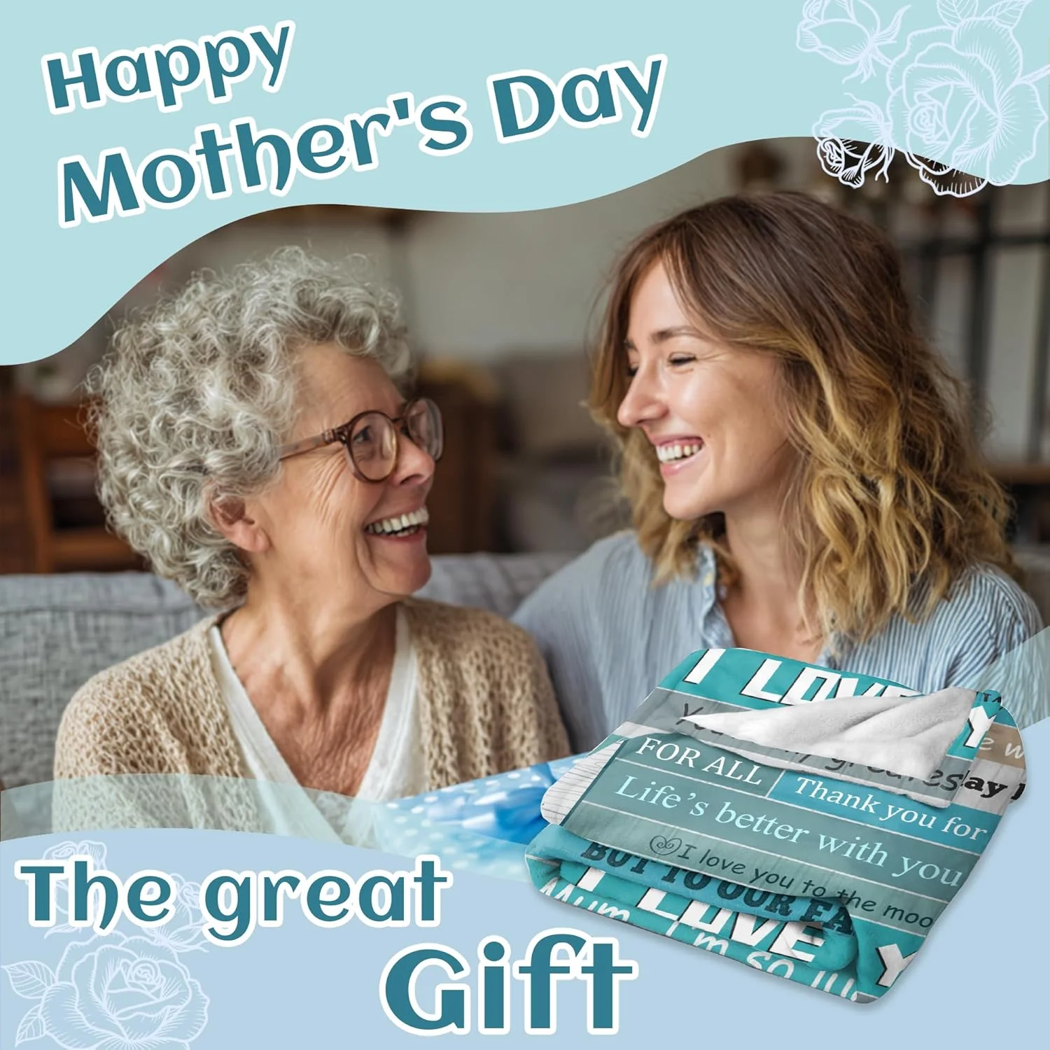 هدیه پوی تی جی برای مادر، هدیه روز تولد، کریسمس، شکرگزاری، روز ولنتاین، سالگرد، پتو فلانل برای مادر، نامادری، مادربزرگ، بهترین مادر دنیا، پتوهای پرتابی 60X50 اینچ