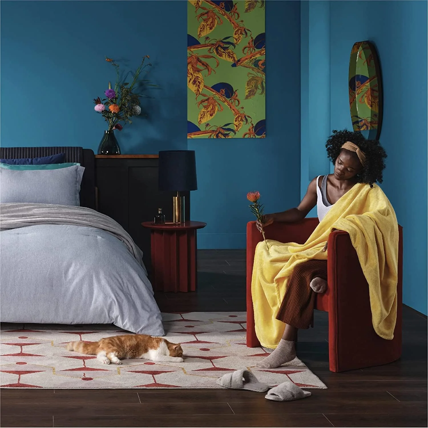 پتو سایز کینگ پیر دونا مناسب تخت - پتو پشمی نرم و سبک مناسب مبل، ابعاد 220x200 سانتی متر (زرد)