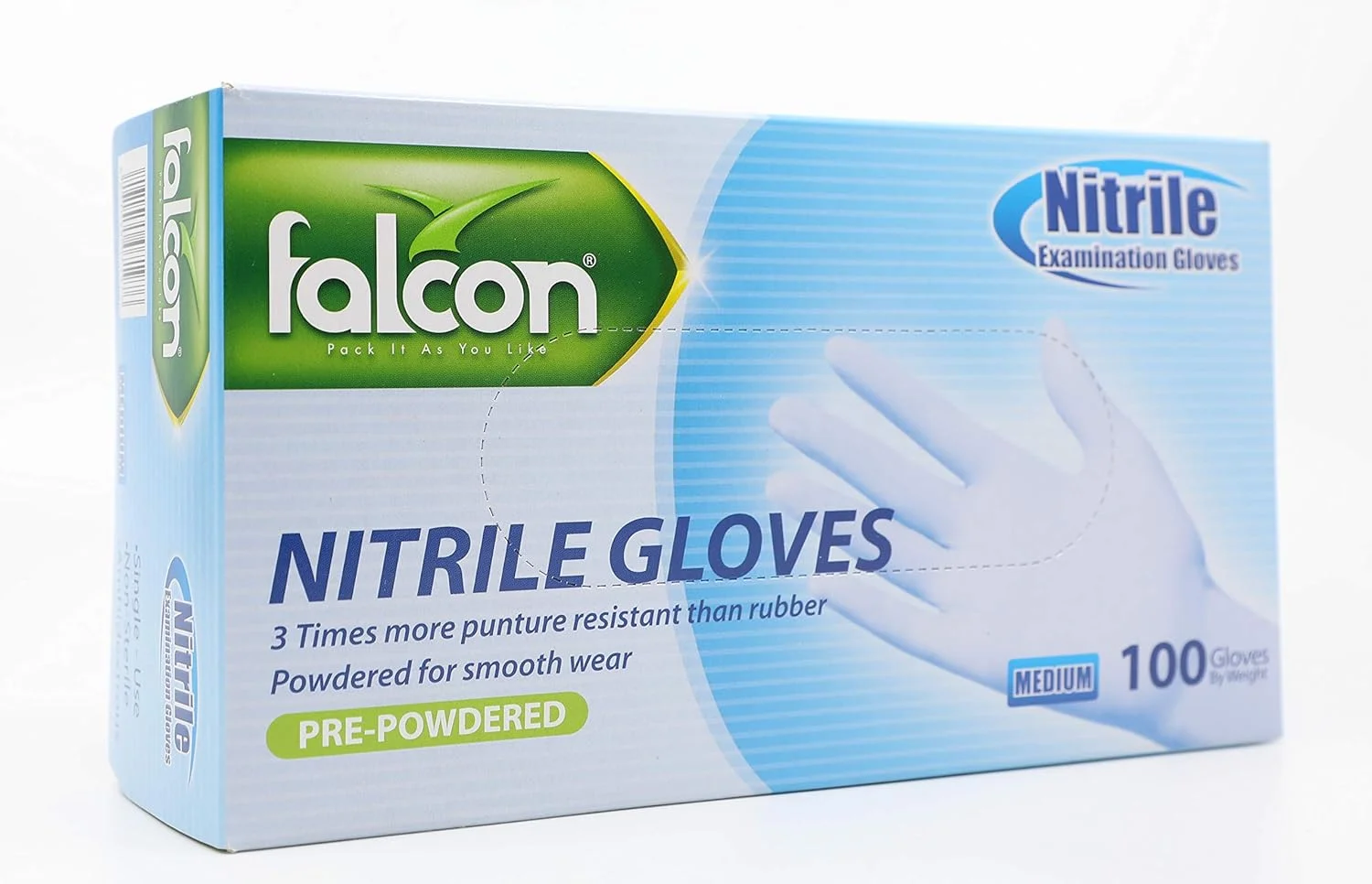 دستکش نیتریل فالکون سایز مدیوم بدون پودر