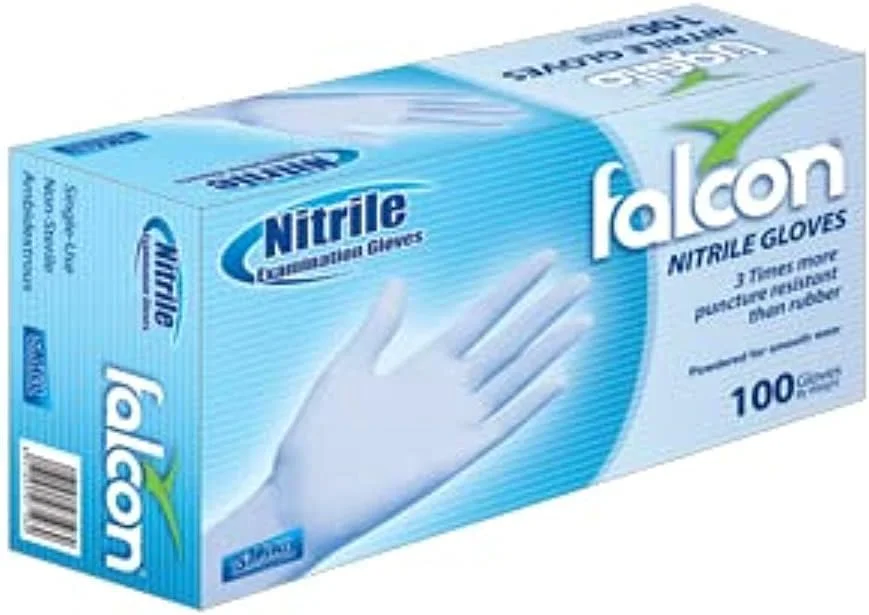 دستکش نیتریل فالکون - آبی بدون پودر (بزرگ) - 100 عدد