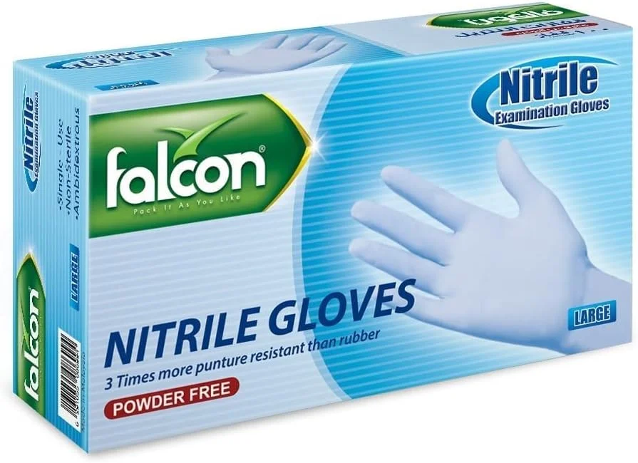 دستکش نیتریل فالکون - آبی بدون پودر (بزرگ) - 100 عدد