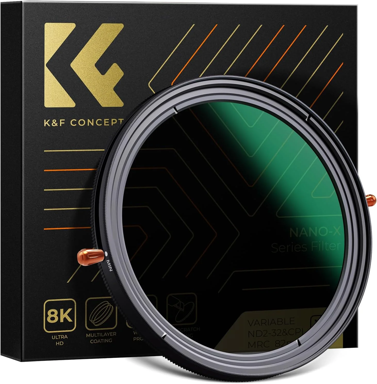 فیلتر ND CPL متغیر 95 میلی‌متری K&F CONCEPT، فیلتر پلاریزه 2 در 1 ND2-32، فیلتر پلاریزه دایره‌ای، فیلتر کاهنده نور، MRC ND2 تا ND32 بدون مشکل Spox X (سری Nano-X)