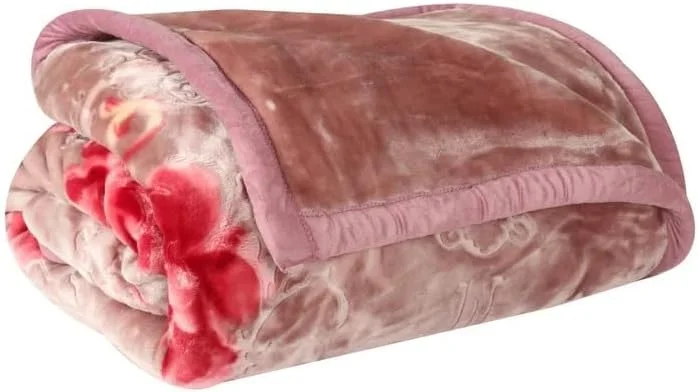 پتوی پلی استر سیگنیچر، پتوی دو لایه ممتاز طلایی و راحت برای تخت دو نفره (بنفش)