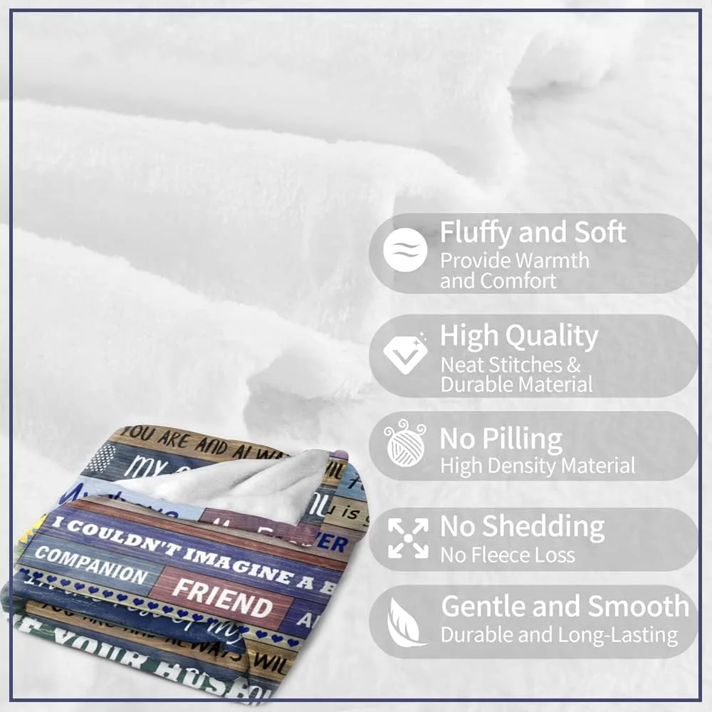 پتو سینلِی طرح "همسر"، سایز ۱۵۲x۱۲۷ سانتی‌متر - هدیه تولد از طرف شوهر، سالگرد رمانتیک، کریسمس، عروسی، هدیه روز ولنتاین برای همسری که همه چیز دارد