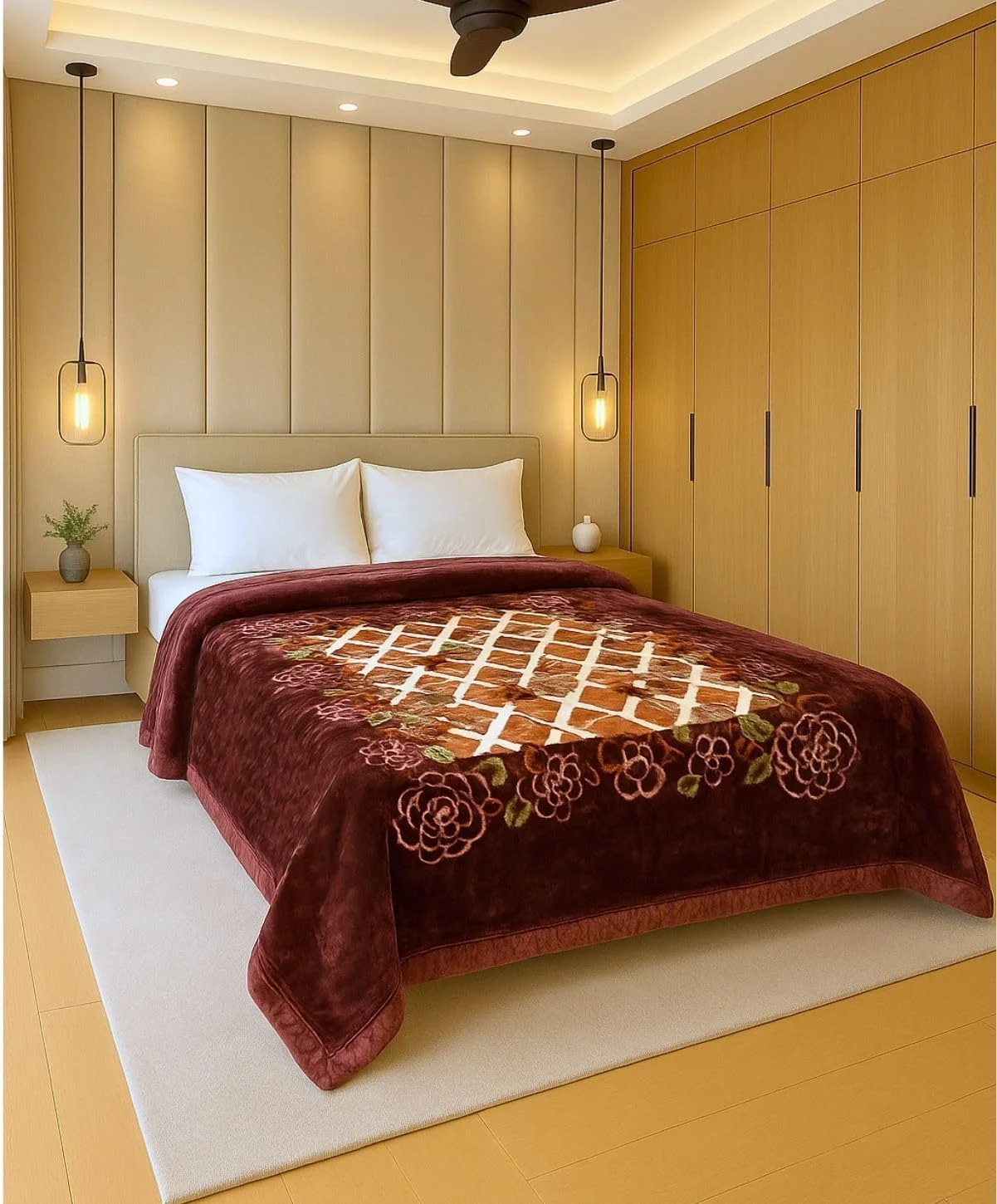 پتوی دو لایه ممتاز و راحت Signature Blanket Comfy Gold مناسب تخت دو نفره (شکلاتی)