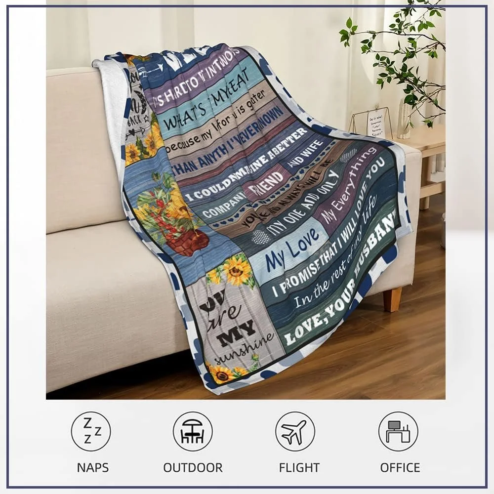 پتو سینلِی طرح "همسر"، سایز ۱۵۲x۱۲۷ سانتی‌متر - هدیه تولد از طرف شوهر، سالگرد رمانتیک، کریسمس، عروسی، هدیه روز ولنتاین برای همسری که همه چیز دارد