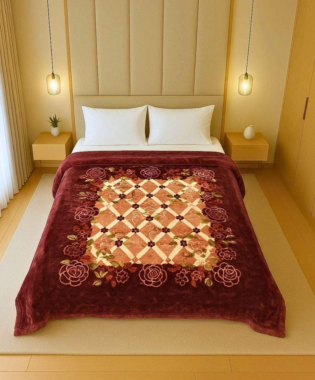 پتوی دو لایه ممتاز و راحت Signature Blanket Comfy Gold مناسب تخت دو نفره (شکلاتی)